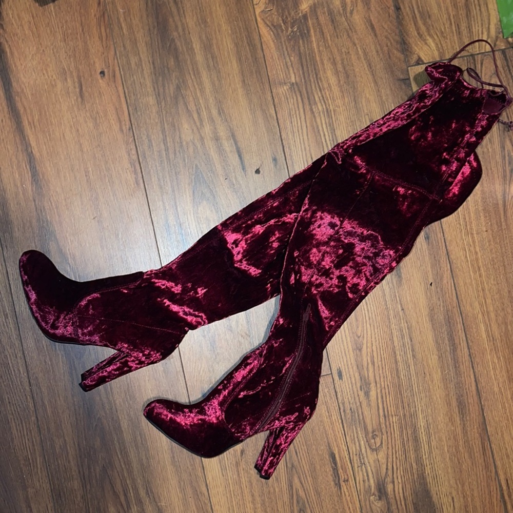 Burgundy Thigh High Boots